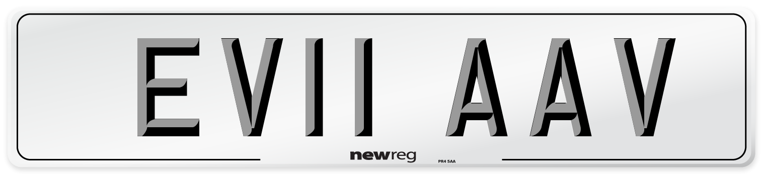 EV11 AAV Number Plate from New Reg